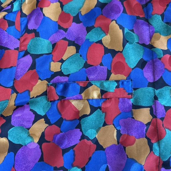 NICOLA‎ Vintage Long Sleeve Blouse Size 12 Multicolored Abstract Print Silky - Picture 6 of 11